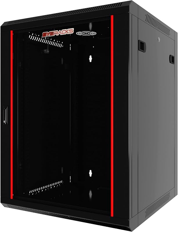 Rack de servidor de laboratorio doméstico de montaje en pared de 15U: gabinete de red con cerradura de 19", gabinete de rack vacío de 24" de profundidad para enrutadores, NAS, conmutadores y equipos de red doméstica