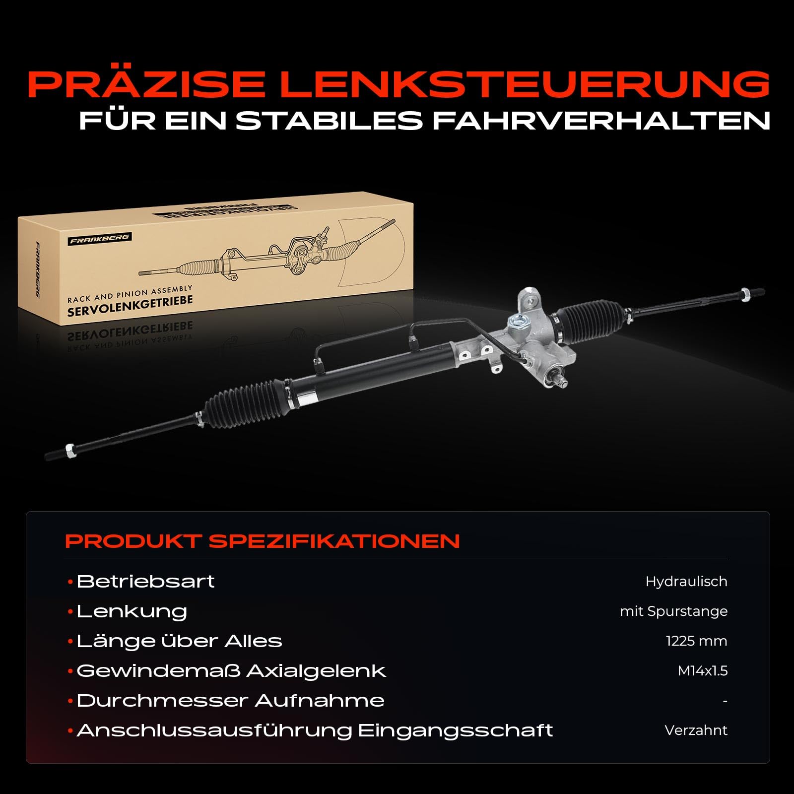 Frankberg Lenkgetriebe Servolenkgetriebe Hydraulisch für Linkslenker Kompatibel mit Corrado 53I 1.8L-2.0L 1988-1995 Golf II 19E 1G1 1.0L-1.8L 1983-1992 Toledo I J.e.t.t.a II Replace# 191422804A