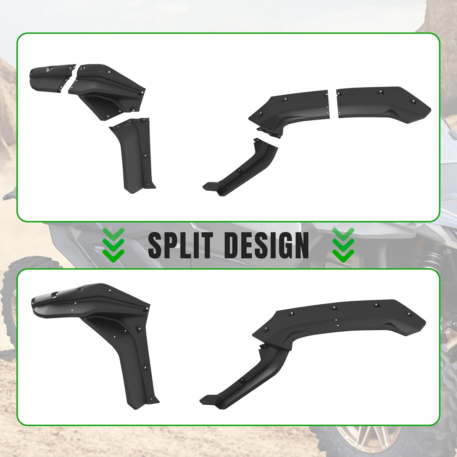 SAUTVS XXL Wider Fender Flares for Kawasaki Teryx KRX4 1000, Front Rear Extended Mud Flaps Mud Guards Extension for Kawasaki Teryx KRX 4 1000 2023 2024 2025 2026 Accessories