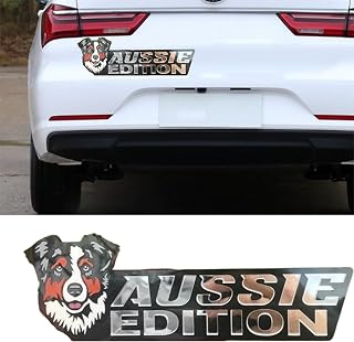 Dogs Badge Rated Car Emblem,Cute Dog Car Badge Laser Cutting Car Emblem Decal Reside,Customizable with Dog Avatar and Name (Aussie)