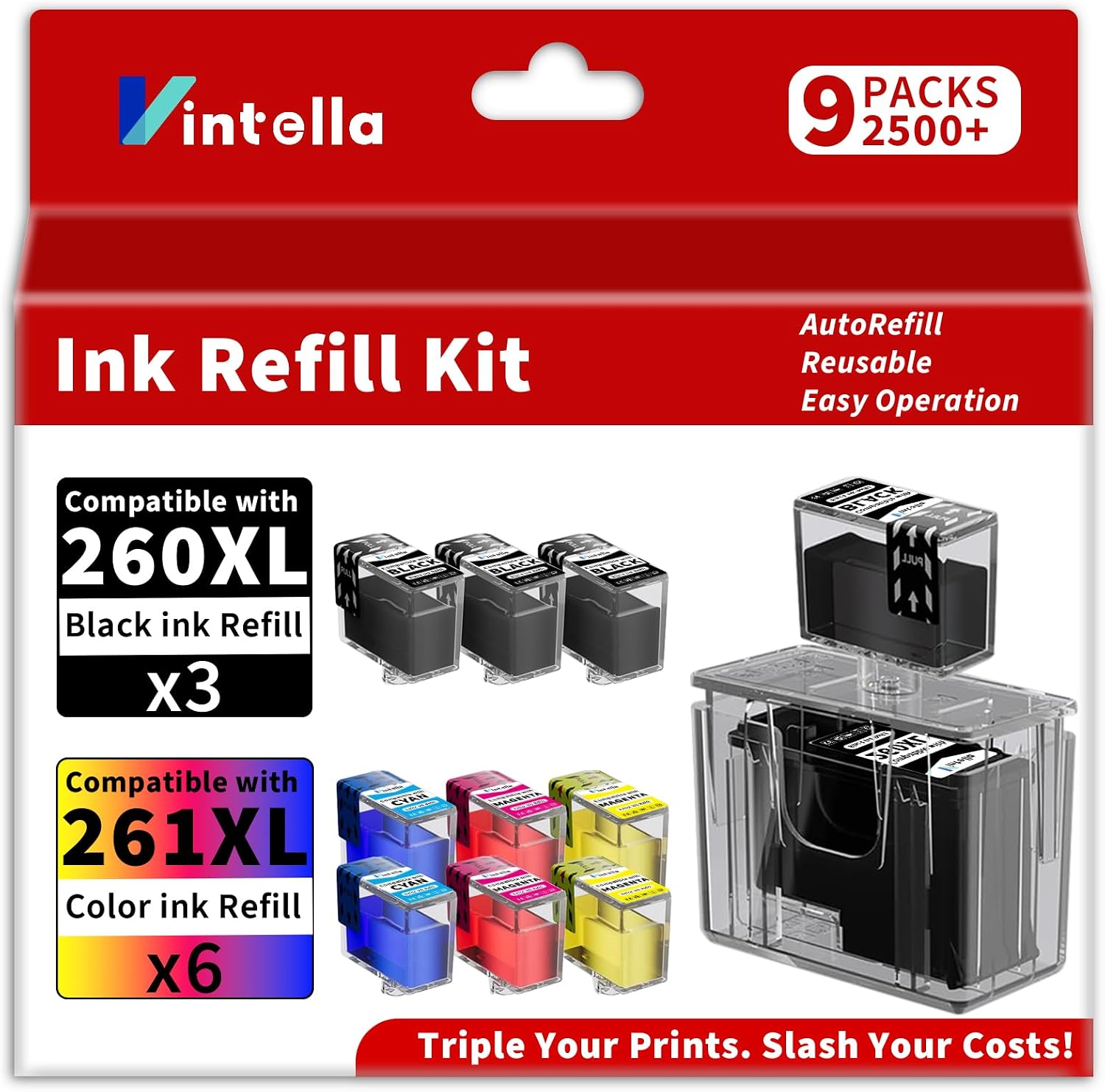 260XL 261XL Ink Refill Kit for Canon 260 and 261 Ink Cartridges Combo Pack Compatible for Canon PIXMA TS5300 TS5320 TS6400 TS6420 TS6420a TR7000 (3BK/2C/2M/2Y, Ink Cartridges Not Included)