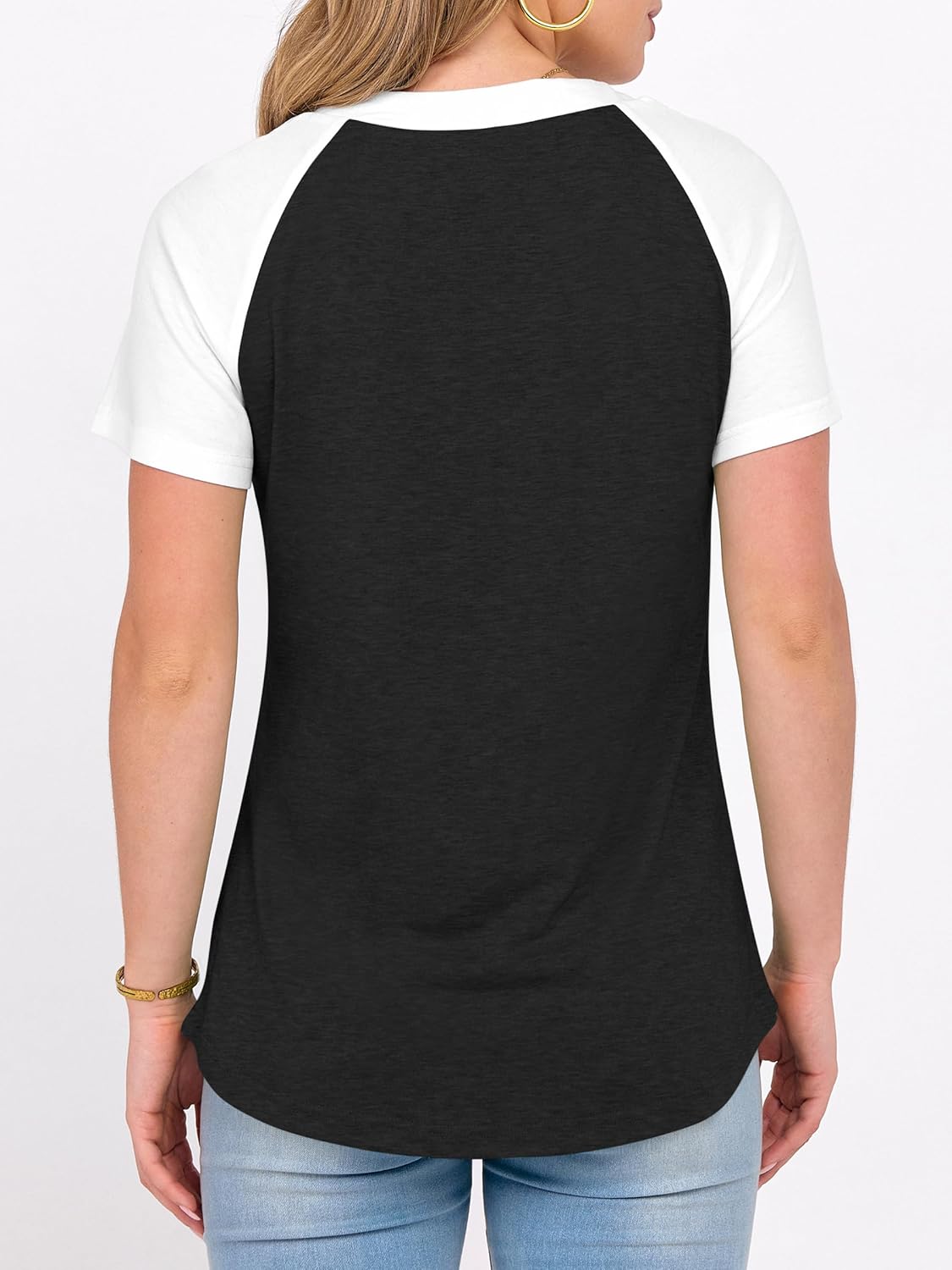 ANRABESS Womens Tops Short Sleeve Henley Shirts Summer V Neck Color Block Tunic T Shirts Casual Blouses Work Trendy Clothes - Image 5