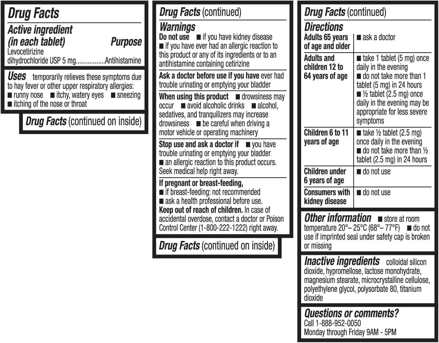 HealthA2Z® Allergy Relief | Levocetirizine Dihydrochloride 5mg | 24 Hours | Antihistamine | Relief from Sneezing, Runny Nose, Itchy Nose and Eyes (180 Counts) (Pack of 2)