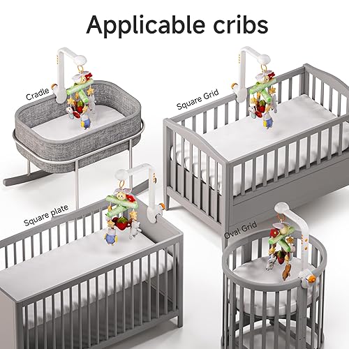 Miniatura 5 de TUMAMA - Móvil para cuna con música y luces, para bebé, lindo juguete para cuna colgante, control remoto para cuna, rotación, proyección de luz de