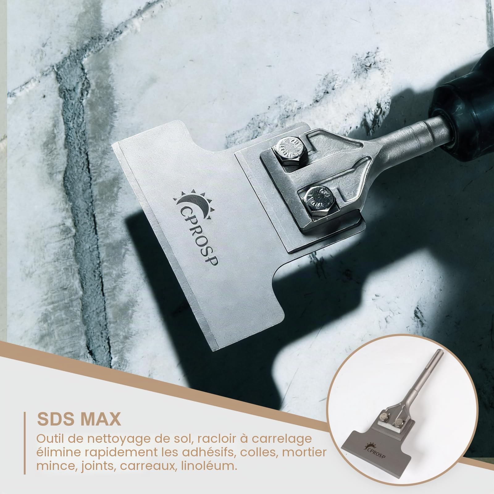 CPROSP Burin à Spatule SDS MAX 300 x 150 mm, Burin Plat, Chisel Carrelage