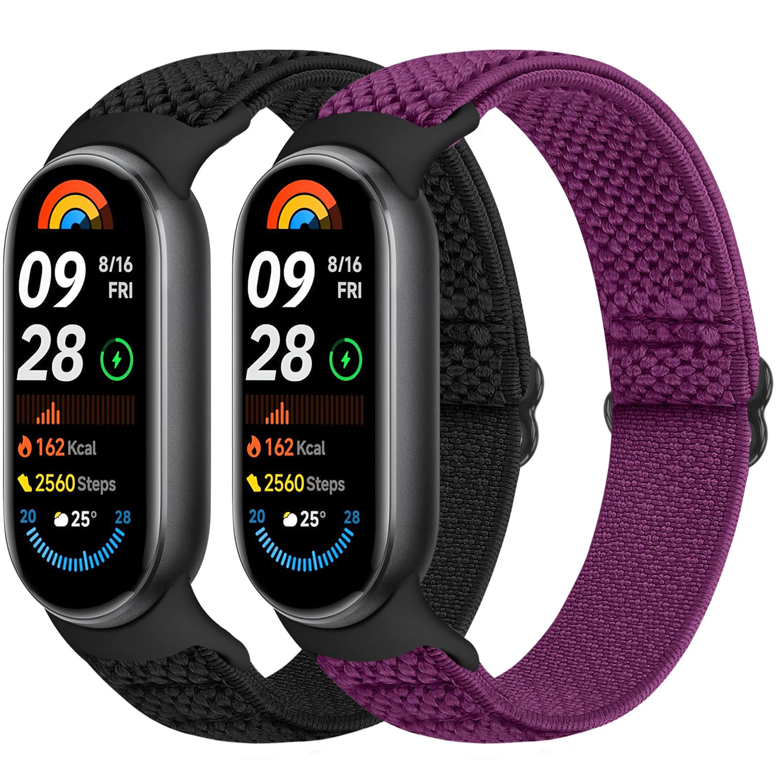 Runostrich Elastic Nylon Watch Strap Compatible with Xiaomi Smart Band 10/9/8 Sports Strap Soft Watch Band Adjustable Replacement Band for Women Men
