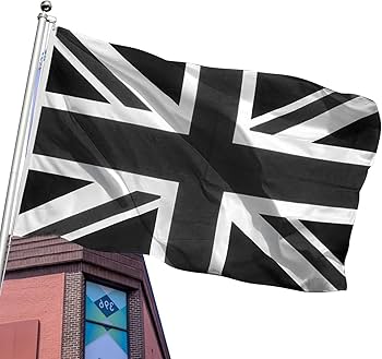 Amazon.co.jp: ユニオン ジャックの黒旗, 写真 黒のイギリスの旗3x5ft