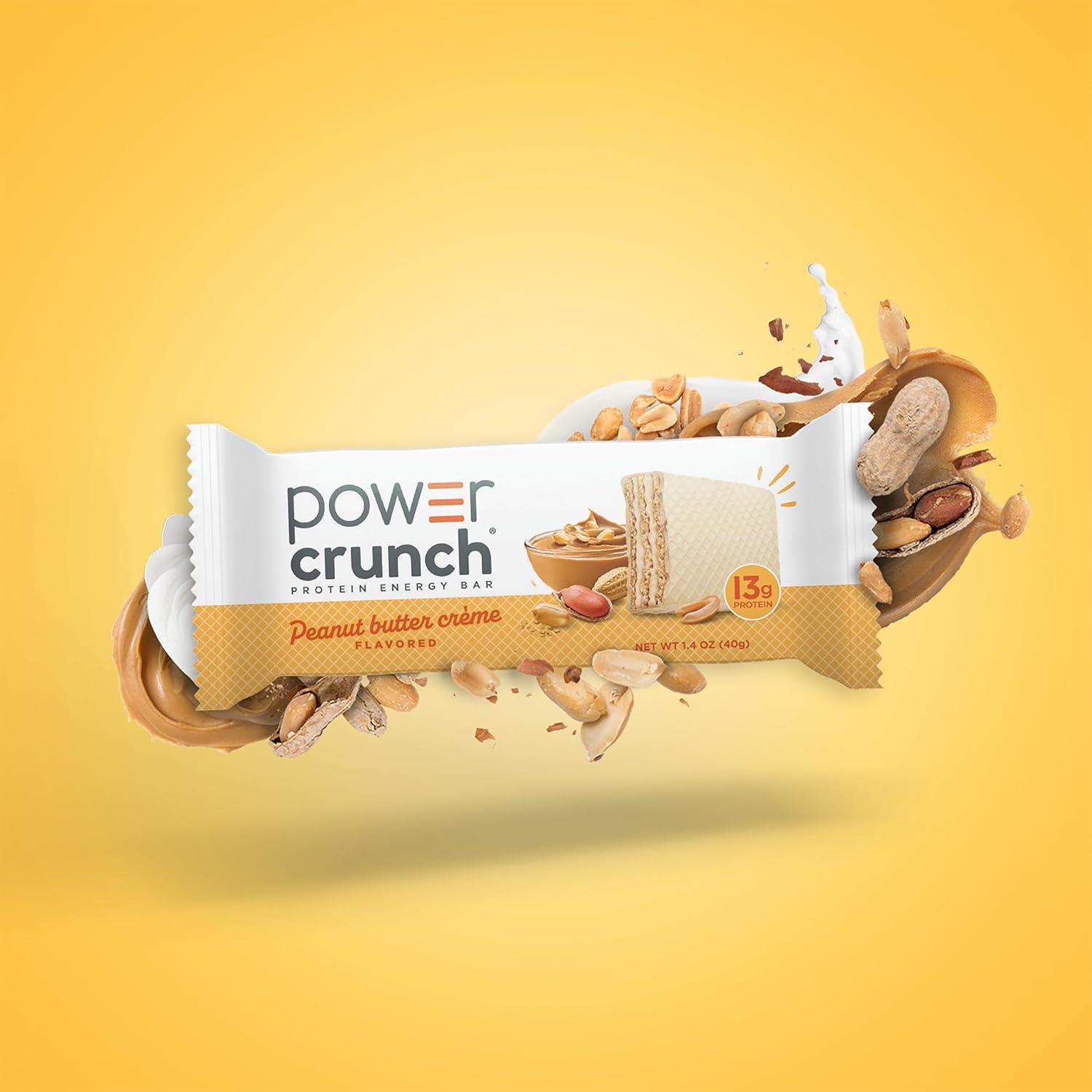 Power Crunch Protein Energy Wafer Bars, Peanut Butter Creme, 1.4 Ounce (12 Count) 12 Count (Pack of 1)