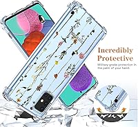 Vista 7 de Funda para Galaxy A71 4G, Samsung A71 4G SM-A715F con protector de pantalla, funda transparente con patrones de jardín de flores, funda protectora