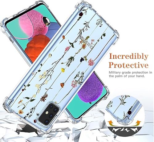 Miniatura 7 de Funda para Galaxy A71 4G, Samsung A71 4G SM-A715F con protector de pantalla, funda transparente con patrones de jardín de flores, funda protectora