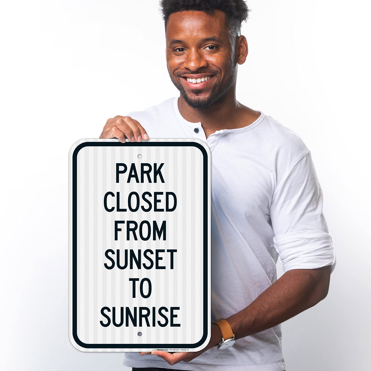 Park Closed from Sunset to Sunrise Sign, 12x18 Inches, 3M EGP Reflective .063 Aluminum, Fade Resistant, Made in USA