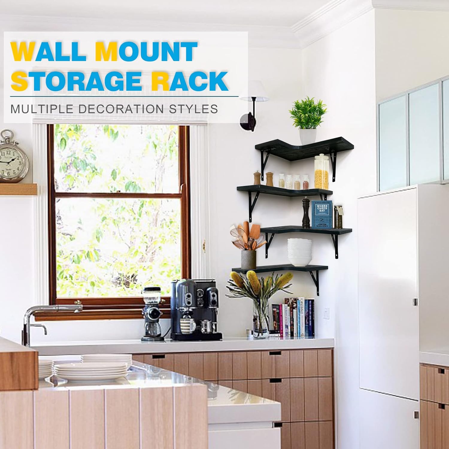 Buy Asvor Clark Black Corner Floating Shelves, Floating Corner Shelf