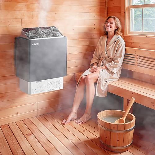 Miniatura 8 de VEVOR Calentador de sauna, estufa eléctrica de sauna de 9KW 220V, calentador de sauna de baño de vapor con controlador digital externo, temporizador