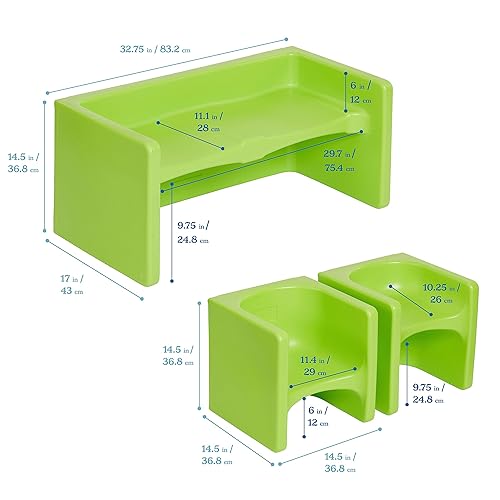 Miniatura 2 de ECR4Kids Tri-Me - Juego de mesa y sillas cubo, muebles multiusos, color aguamarina, 3 piezas