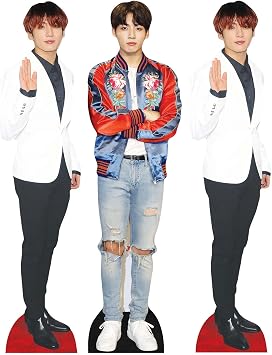 Star Cutouts CS1235 Jungkook Shelf Top Cutout Pack of Three Cardboard Cutouts Height 31cm - Ideal for Fan Theme, Parties, Birthdays, Surprise Gifts & Room Decorations & Events