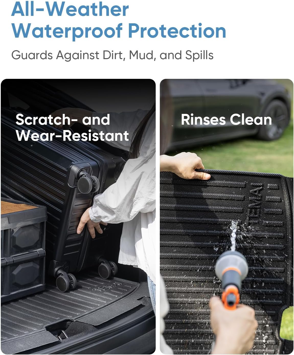 Tesla Model Y Trunk Mat (2025+ Juniper) – Custom Fit 2-Piece Rear Cargo Liner with Seat-Back Protector, Waterproof TPE All-Weather Floor Mat | Anti-Slip, Easy-Clean, OEM-Style Fit, Interior Accessory