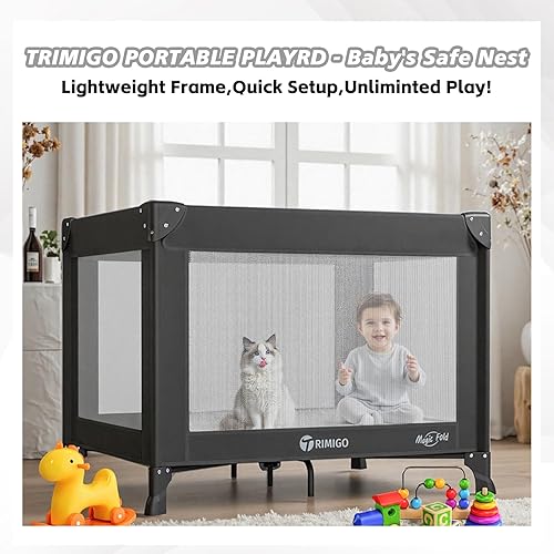 Miniatura 2 de Cuna de viaje portátil y corralito Cama de viaje plegable segura para bebés con colchón, malla transpirable Cama de bebé compacta y ligera Empaca