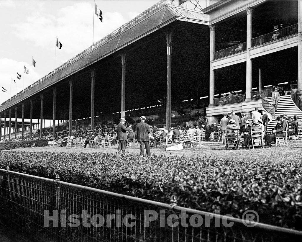 Restored Black & White Photo - Historic Long Island, Elmont, N.Y. - Belmont Park, Elmont, c1913-14in x 11in