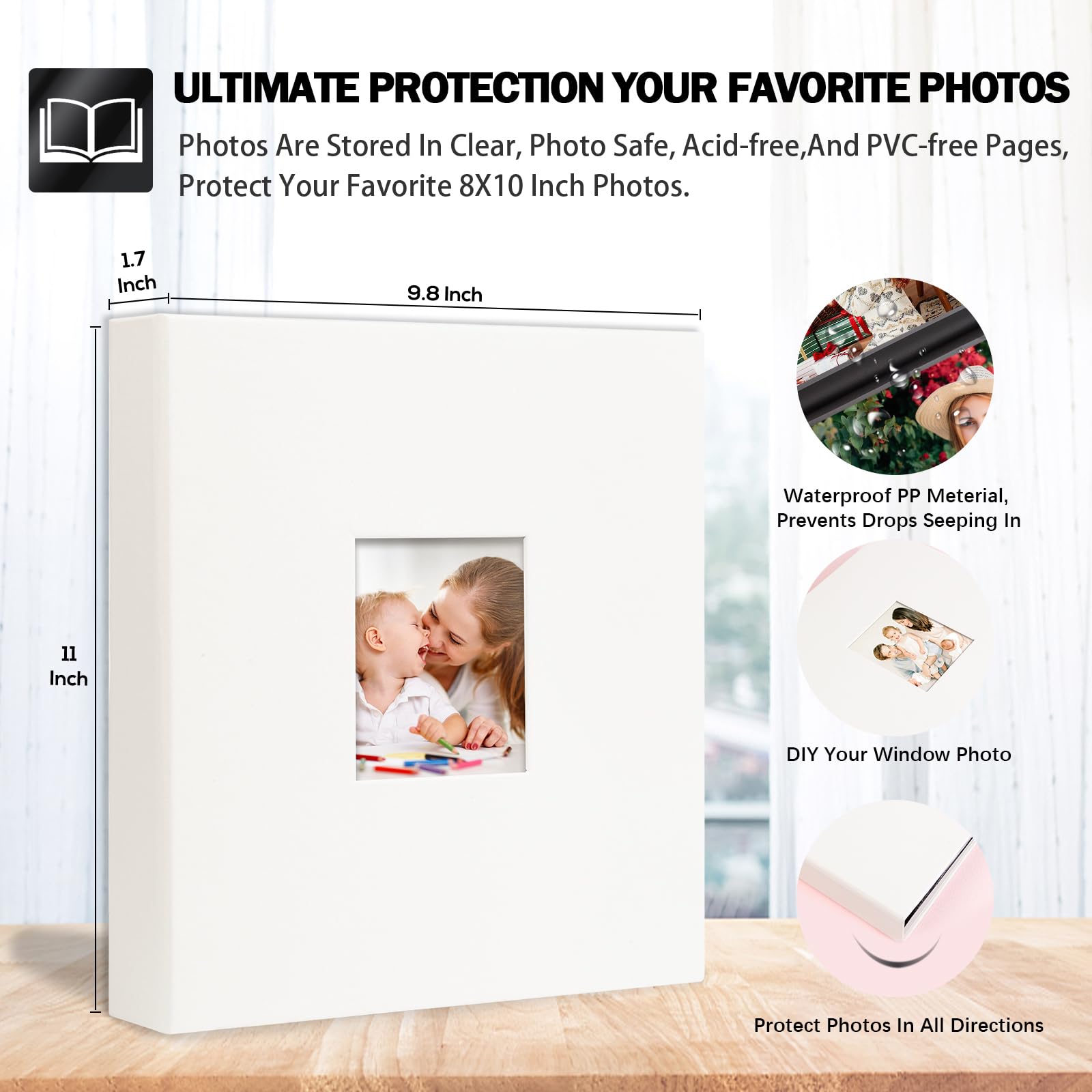 Album fotografico 25 x 20 cm, contiene 72 foto, album fotografico con copertina in pelle, 20 x 25 cm, con finestra frontale, senza acidi, pagina interna nera, 25 x 20 cm, album fotografico per