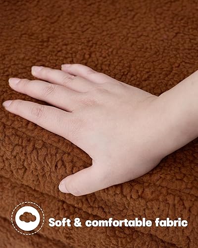 Miniatura 7 de MOONBEEKI Sofá plegable 2 en 1 para niños pequeños, tela Sherpa suave con funda lavable, sofá convertible a tumbona, sofá para niños para sala de