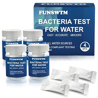 Coliform Bacteria Water Test Kit 4-Pack Water Bacteria Test Kit Easy At-Home Well Water, Tap, Pool, Spring, Pond, Lake Drinking Water Quality Test