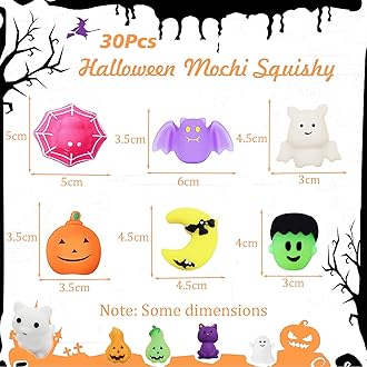 Mochi Squishy Toys Bulk Party Bag Fillers for Kids, 30Pack Mini Halloween Moochies Squishies, Cute Kawaii Squeeze Moji Toys for Kids Halloween Party Favors, Treat Bags Filler Gifts