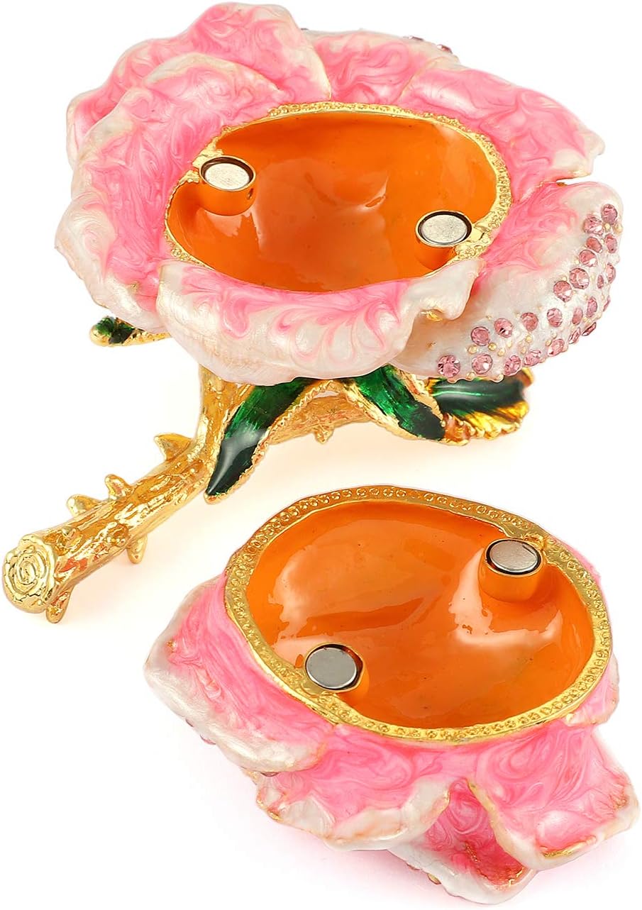 QIFU Decorative Hand Painted Rose Hinged Jewelry Trinket Box Unique Gift Home Decor - Image 4