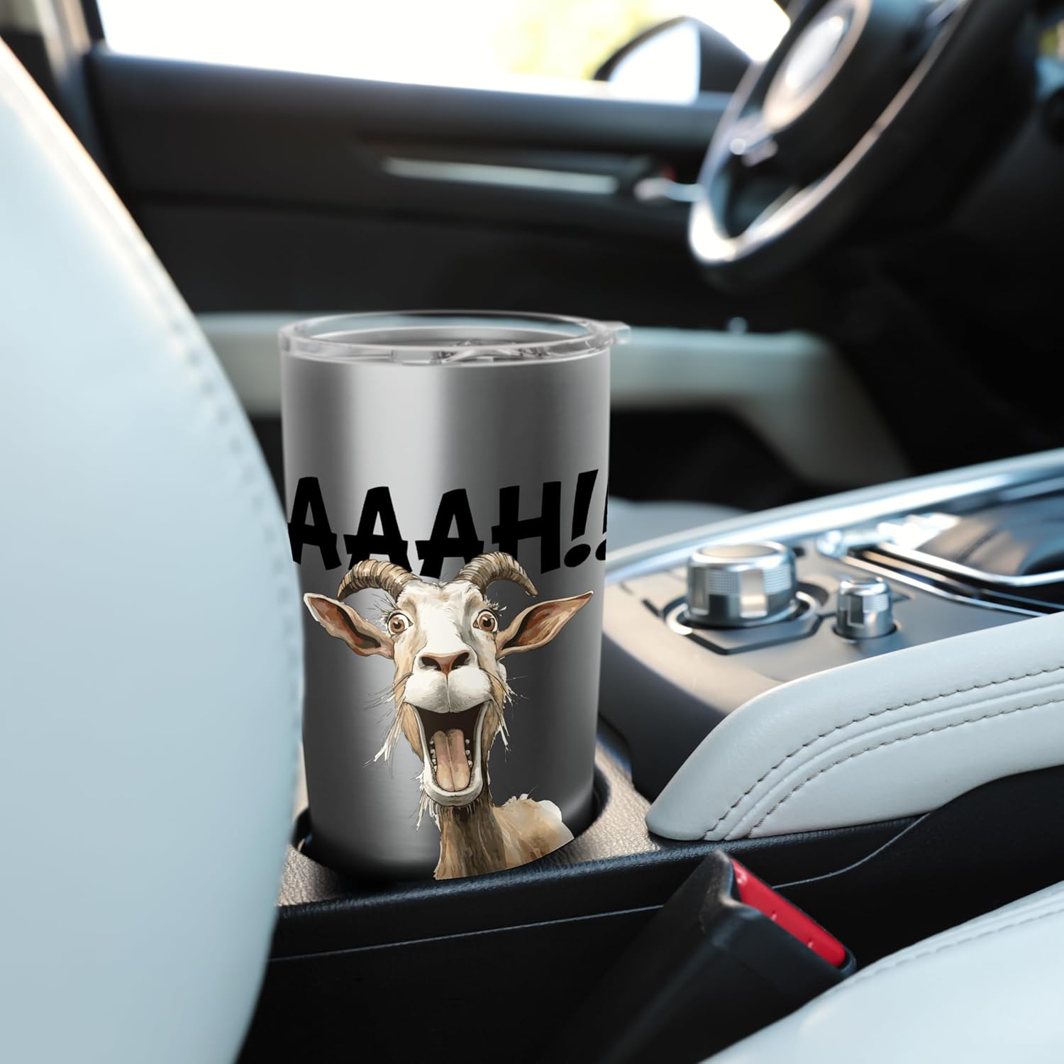 funny screaming Goat Stainless Steel Insulated Tumbler - Image 6