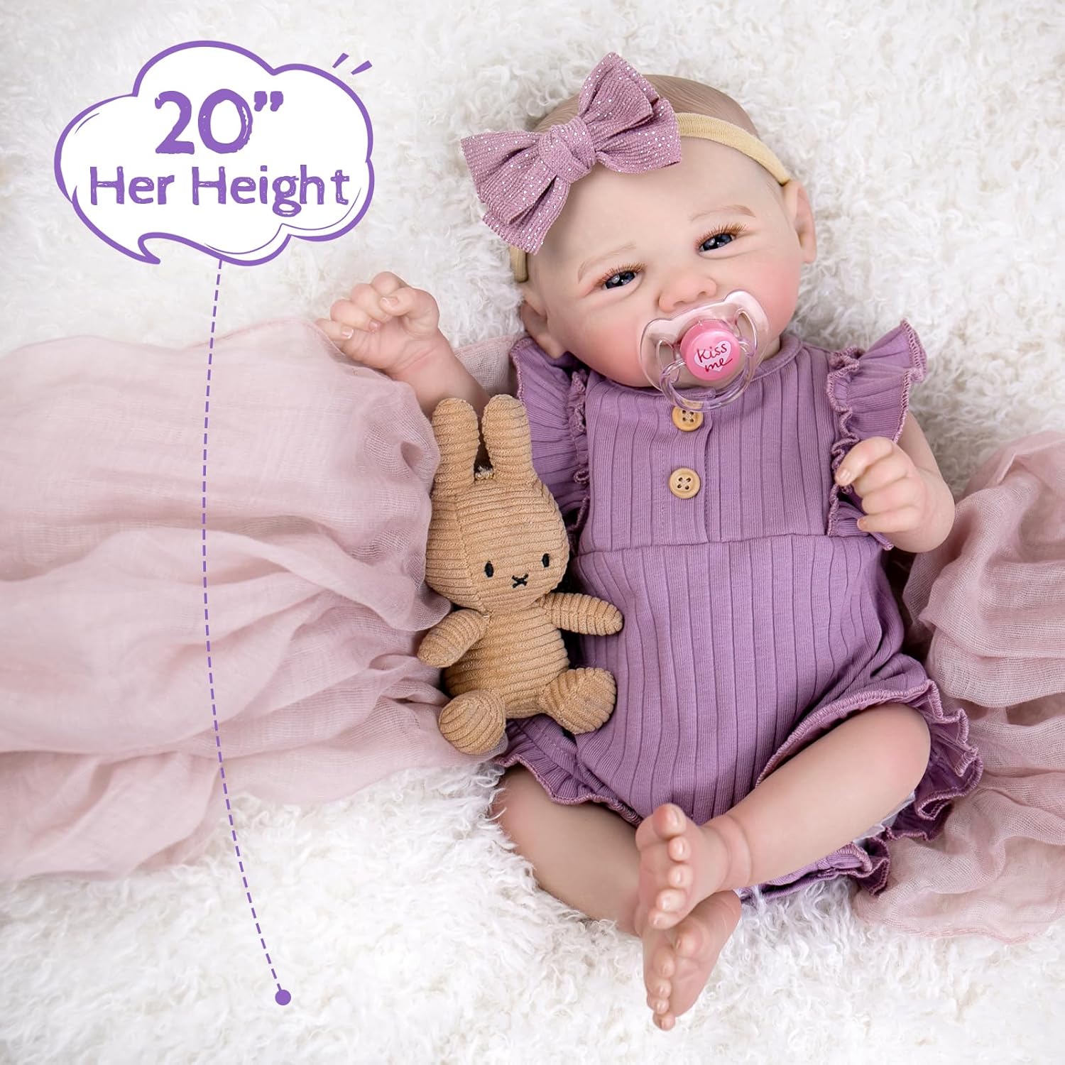 UOFTKIZ Lifelike Reborn Baby Dolls - 20" Realistic Girl Baby Doll with Feeding Kit, Real Looking Baby Dolls with Cloth Body, Choice for Kids 3+, Grandparents, New-Parents