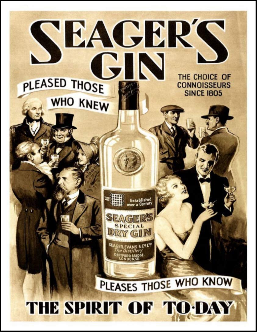 Lewistons-Of-London Seagers Gin Spirit Alcohol Advert Drink Inspired Vintage Retro Man Cave Bar Pub Shed Novelty Gift Tin Wall Décor Metal Sign