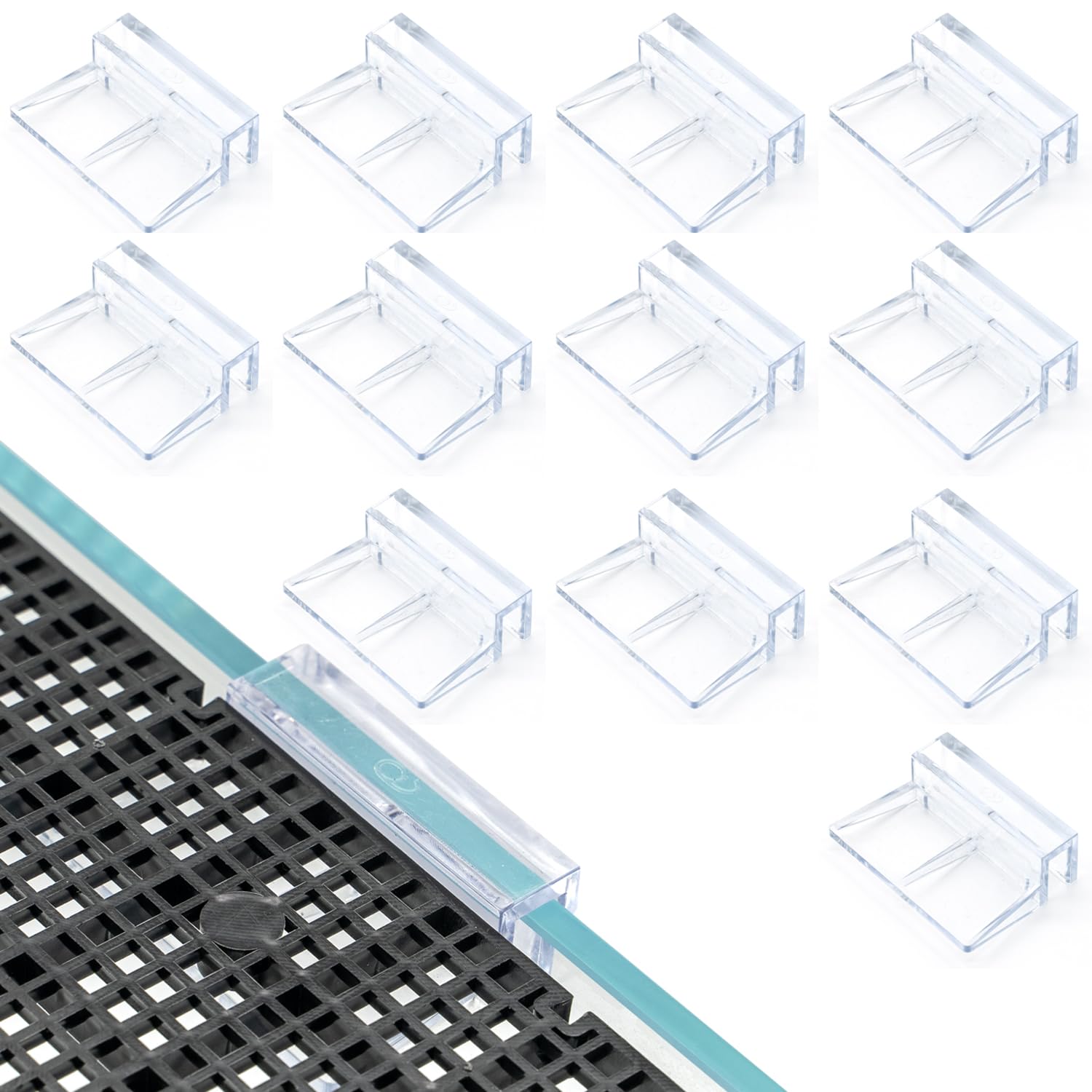 LINLAN 8mm 12 Pieces Aquarium Cover Bracket,Fish Tank Lid Clips Acrylic Aquarium Cover Clip Support Holder for Rimless Aquariums