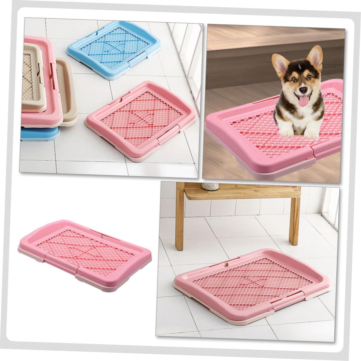 balacoo Training Dog Toilet Tray Small Flat Design for Easy Potty Training Material for Indoor Use Convenient Pet Accessory Macaron Pink