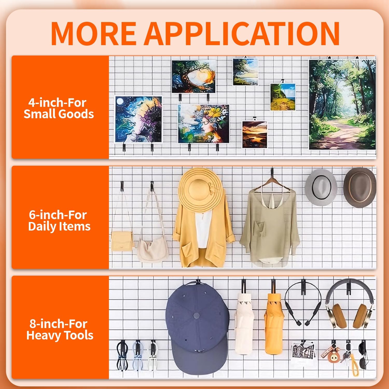 50 Pcs 6 Inch Gridwall Hooks with Label Holder, Heavy Duty Black Electroplated Hangers for Clothing, Hats, Bags – Retail Store Display Fixtures