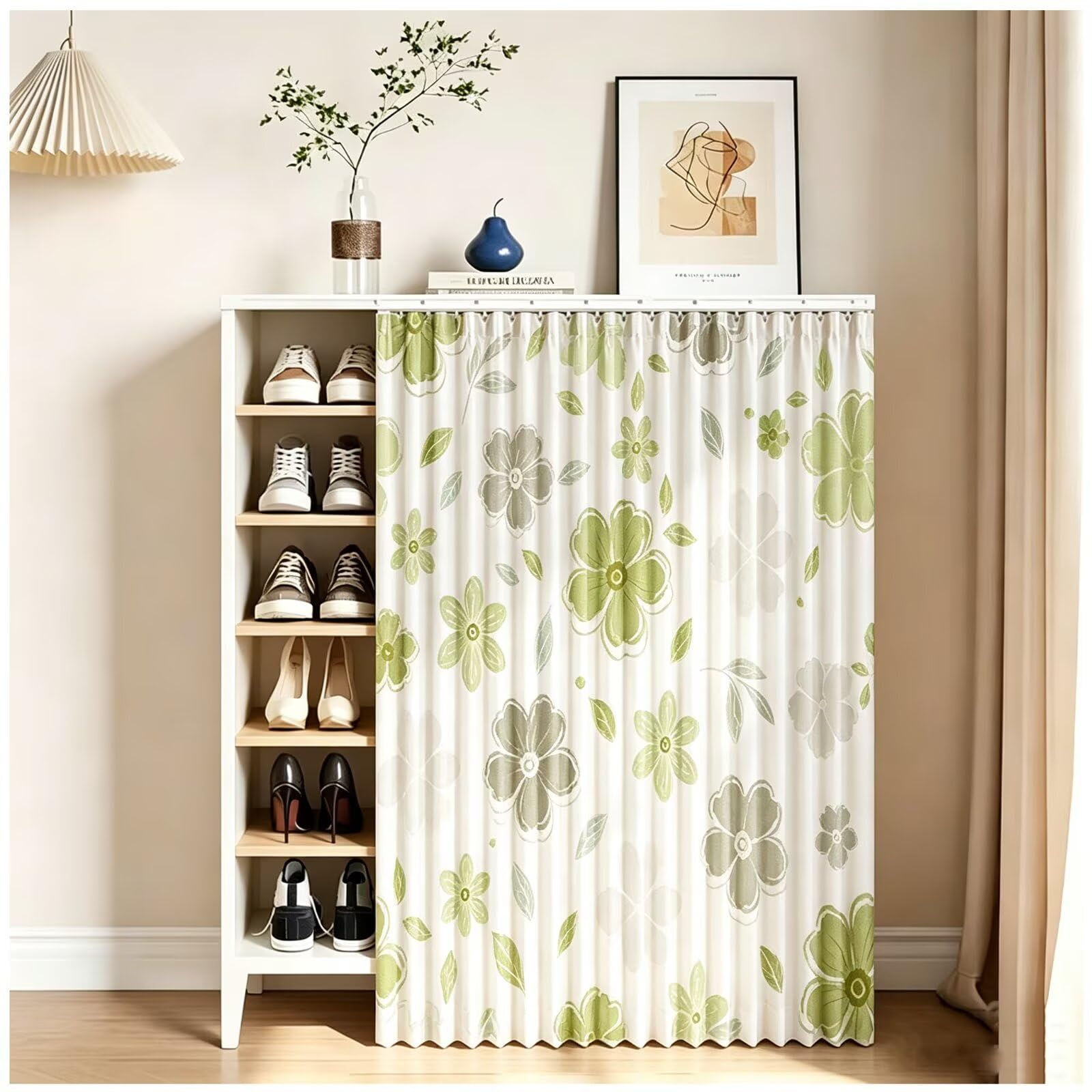 Schrankvorhang für Wohnmobil, Regalvorhang mit Schiene W110 x H140cm