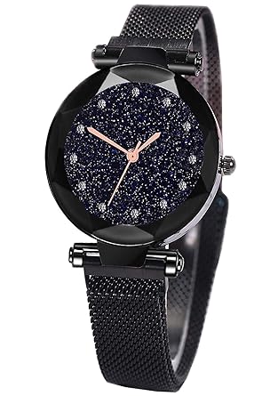 Branded Analogue Black Dial Magnet Watch with Gift Bracelet for Women or Girls Watches