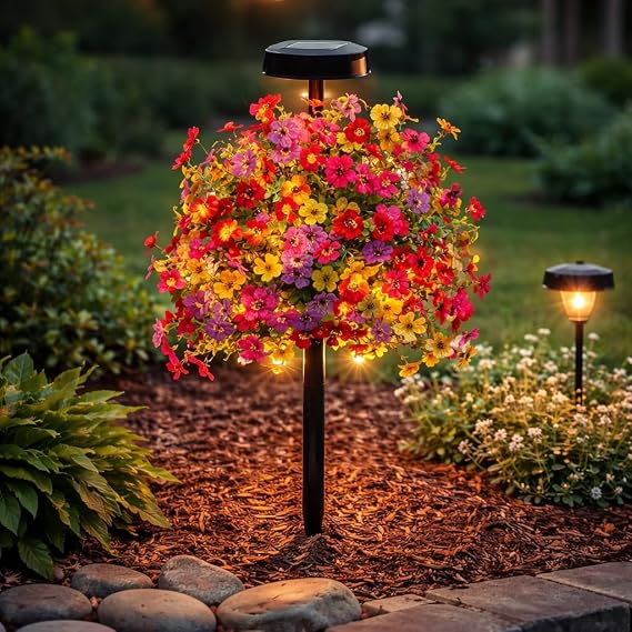 Goopatch Artificial Flowers, Ground Plugs Flowers, Outdoor Fake Topiary Plants with Ground Spike, All Seasons Wedding Centerpiece Arch Farmhouse for All Seasons Wedding Centerpiece