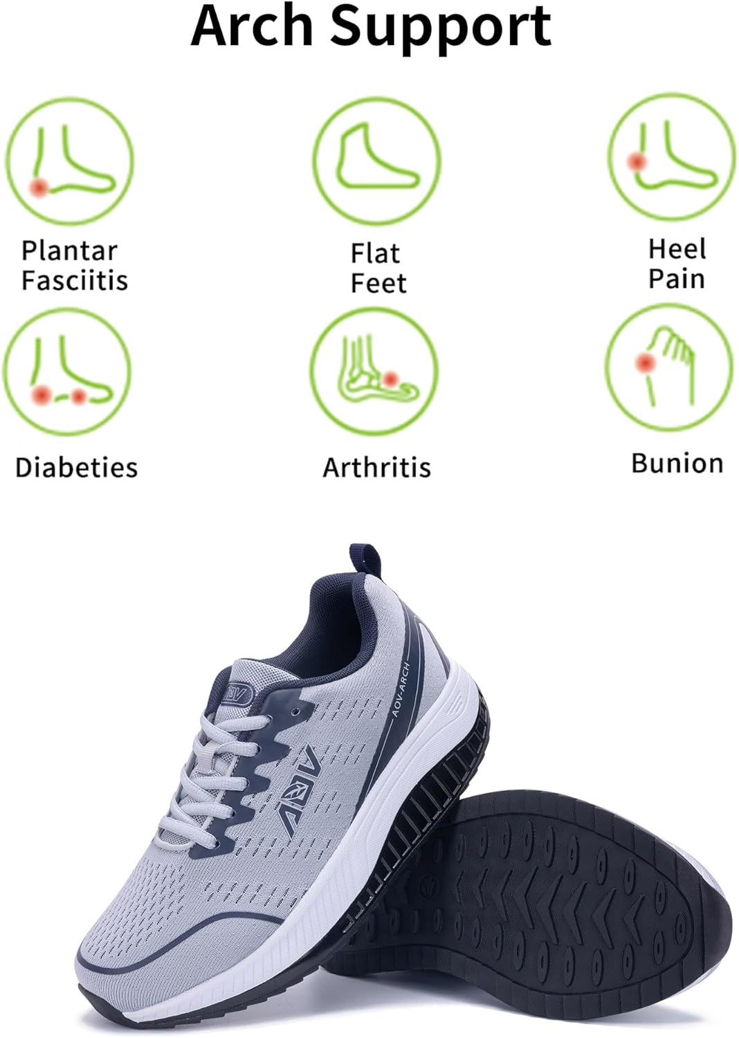 MAFEKE Womens Wide Toe Box Walking Shoes Arch Support Orthotic Sneakers Wide Width Tennis Shoes for Plantar Fasciitis Bunions US 6.5-11 - Image 5