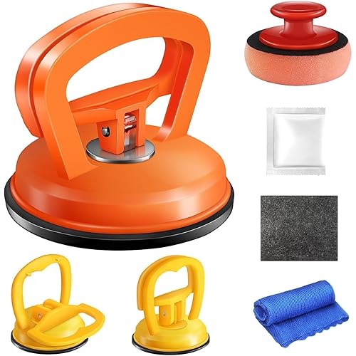 Dent Puller,Car Dent Puller 3 Pack Dent Remover Tool Dent Removal Kit for Car Suction Cup Dent Puller and Dent Repair Kit for Car Body,Screen,Tiles Lifting,Objects Moving(Orange+Yellow+Black)