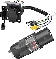 Vista 1 de MECMO Probador de circuito de luz de remolque de 4 pines y hoja de 7 vías giratorio de 360° y múltiples remolques de 4 vías plano a 7 vías RV Blade