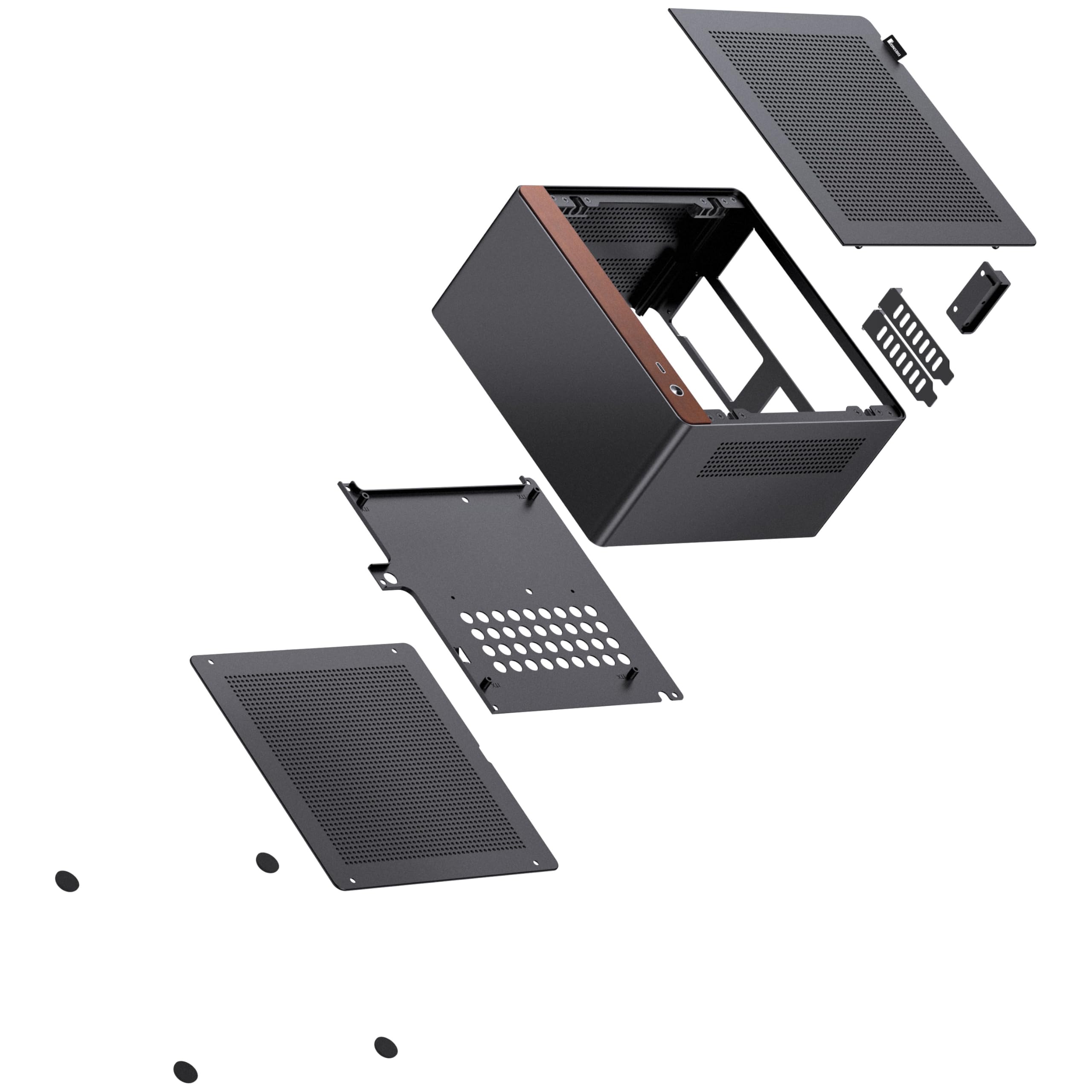 Jonsbo NV10 Case PC Nero | Case Mini-ITX in Alluminio e Acciaio, Compatto, Supporto GPU Low-Profile, USB-C Frontale I/O