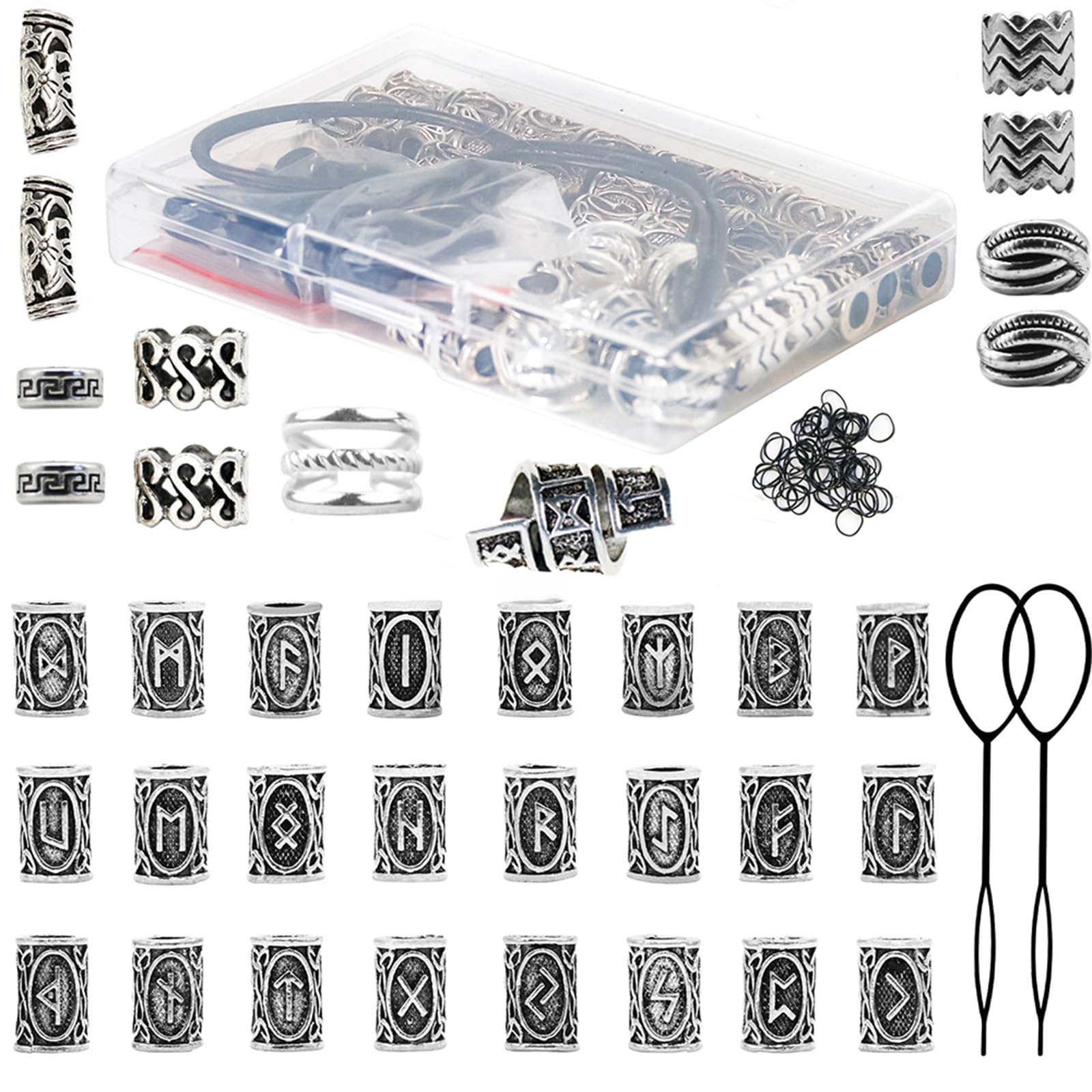67pcs Nordic Viking Rune Beads, Hair Braiding Decorative Beads, Hair Headpiece Accessories, Woven Accessories, DIY Necklaces Bracelets Makin