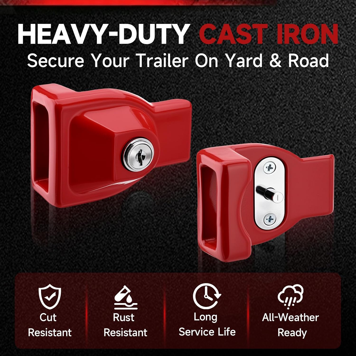 Glad Hand Lock Without Keyed Alike, 1 Pack Cast Iron Air Brake Lock for Semi Trucks and Tractor Trailers