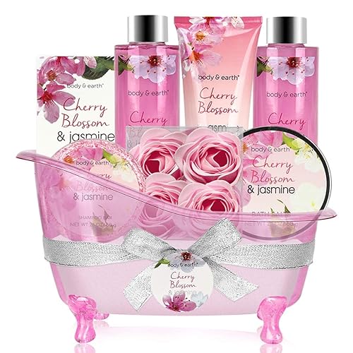 Cesta de regalo para mujer cestas de regalo de spa cuerpo y tierra 8 piezas para mujer juegos de baño con aroma a flor de cerezo y jazmĂn gel de Cesta de regalo para mujer cestas de regalo de spa cuerpo y tierra 8 piezas para mujer juegos de baño con aroma a flor de cerezo y jazmĂn gel de