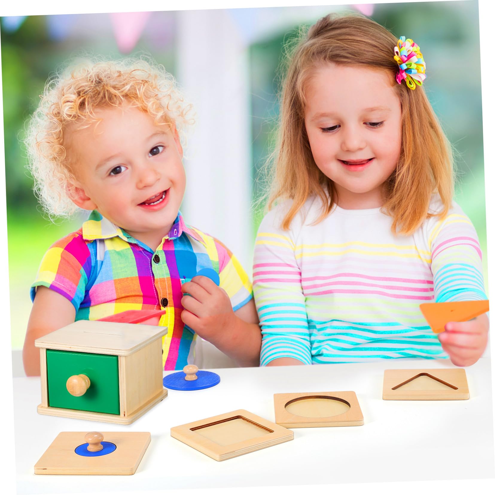 2 Juegos Juguetes Montessori de Madera para Bebés de Puzzles Geométricos con Caja de Monedas para Desarrollo Sensorial y Coordinación Manual Juguetes Educativos para Meses