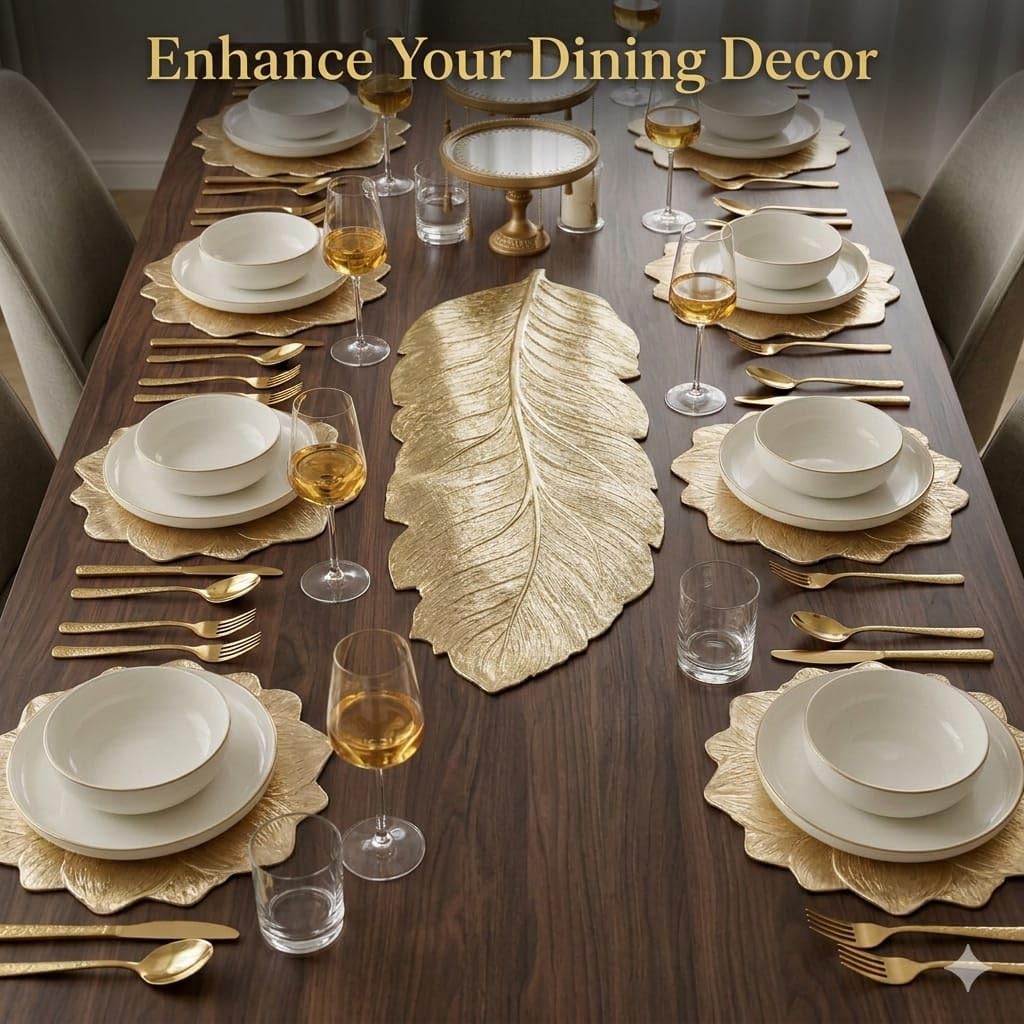 Sunflower Table Mats & Gold Runner Set - Dining Decor -8