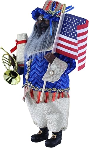 Miniatura 3 de Rojo, Blanco y Azul Americana Celebración Étnico Afroamericano Santa 16 "Pulgadas Santa Claus Figura De Pie Figura Decoración 163060A