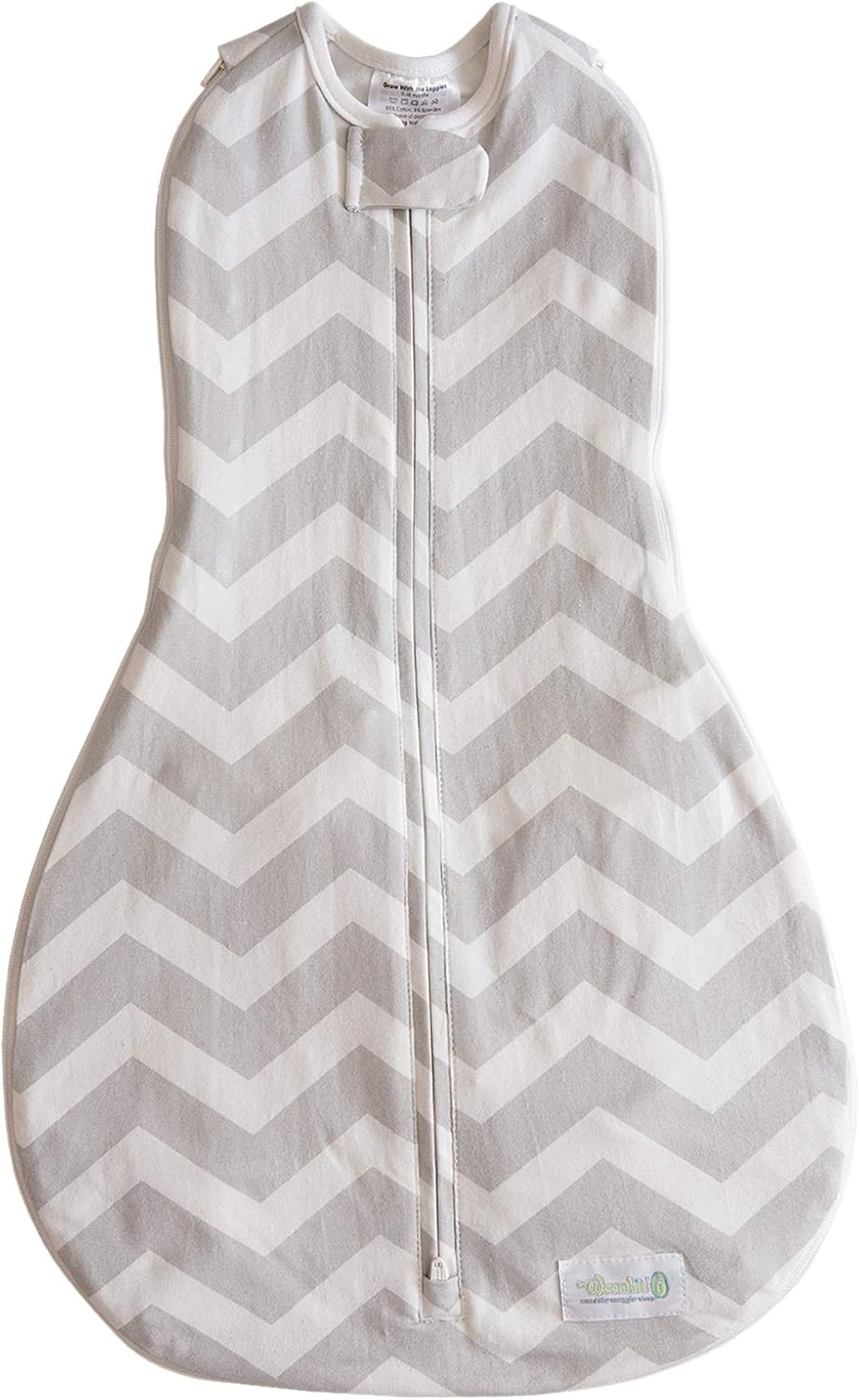 Woombie Grow with Me Baby Swaddle with Leggies, Sleepy Grey Chevron, 0-9 Months