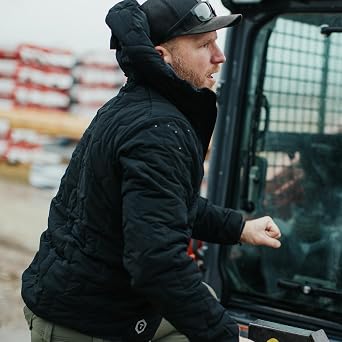 TRUEWERK M3 Woobie Hoodie, Mid-Weight Men's Coat with Hood, Moisture Wicking, Water Resistant, Work Jacket with 4-Way Stretch