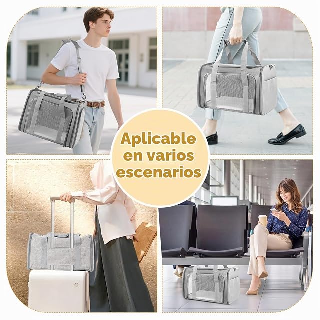 Foto 5 de 7 de Transportin Gato Grande, 45x30x30 cm Transportin Perro Pequeño Transpirable Plegable