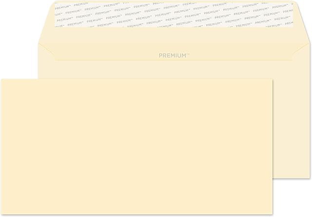 Blake Premium Business DL 110 x 220 mm 120 gsm Peel & Seal Wallet Envelopes (61254) Cream Wove - Pack of 25
